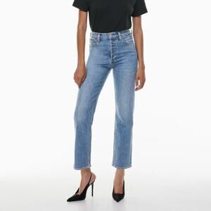 Denim Forum The Arlo High Rise Straight 28L Jeans Medium Wash Blue Womens Sz 25